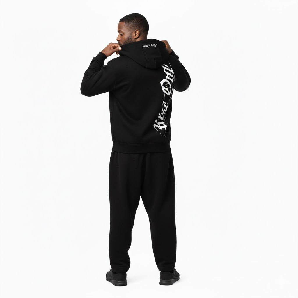 Black Zip Hoodie with Graphic — Rise One - RiseOne