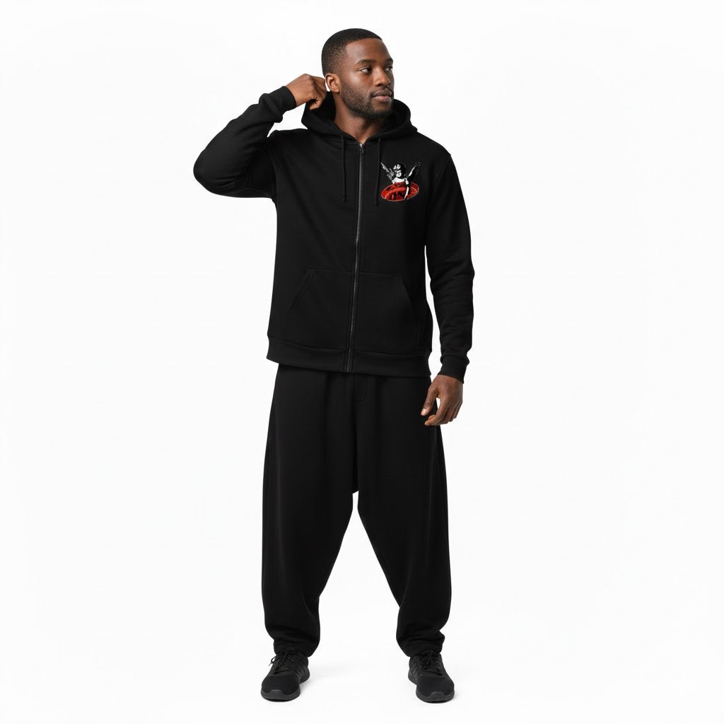 Black Zip Hoodie with Graphic — Rise One - RiseOne